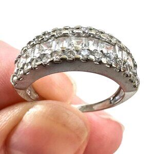 Womens Ring 14K White Gold Clear Cubic Zirconia Band Size 7